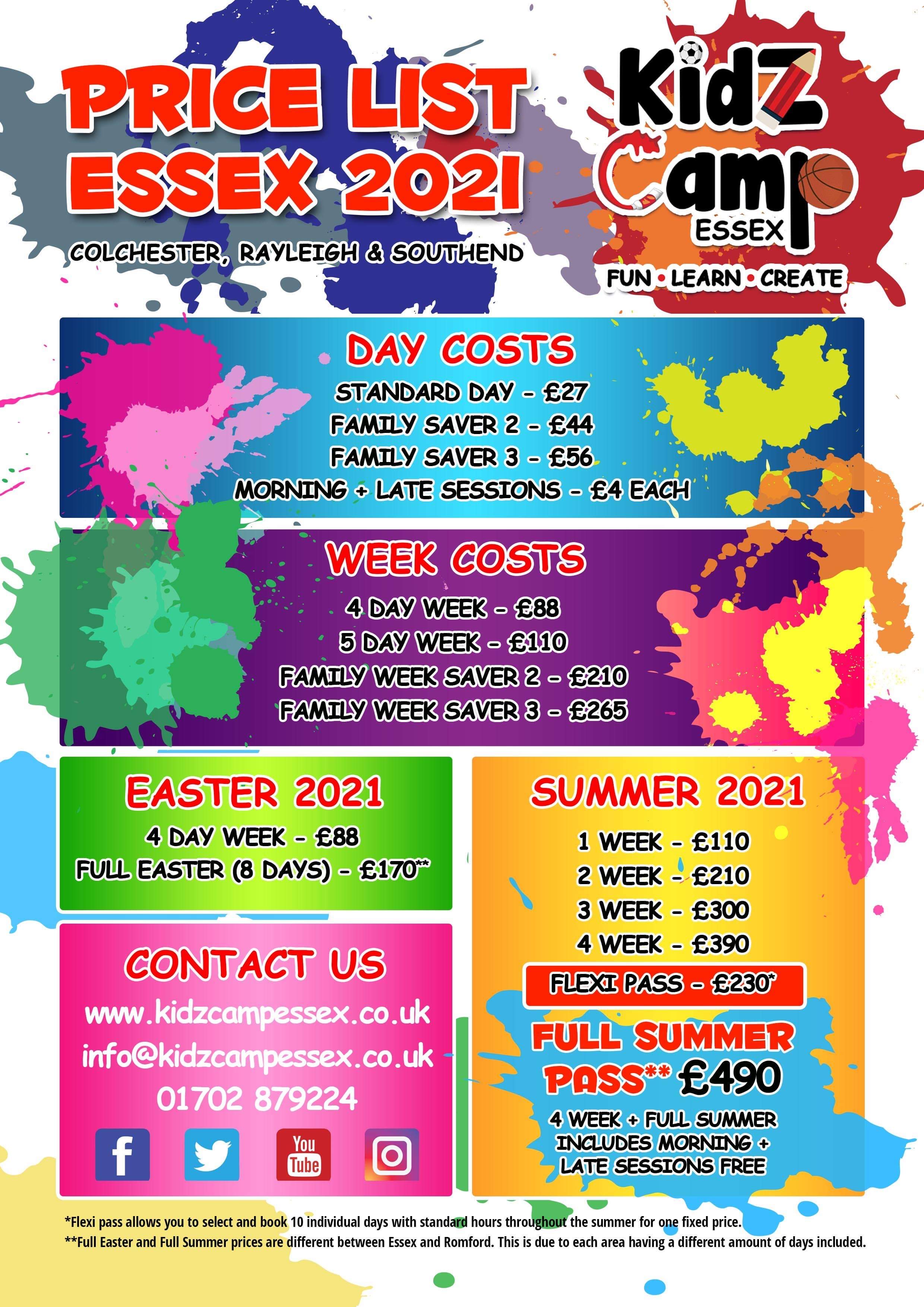 Camp Times & Prices Kidz Camp Essex